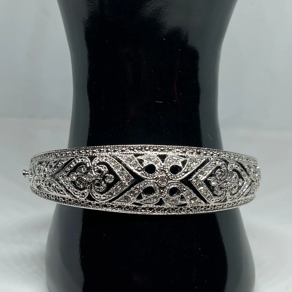 Austrian Crystal Filigree Bangle Bracelet